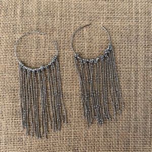 Hoops with hanging chain earrings